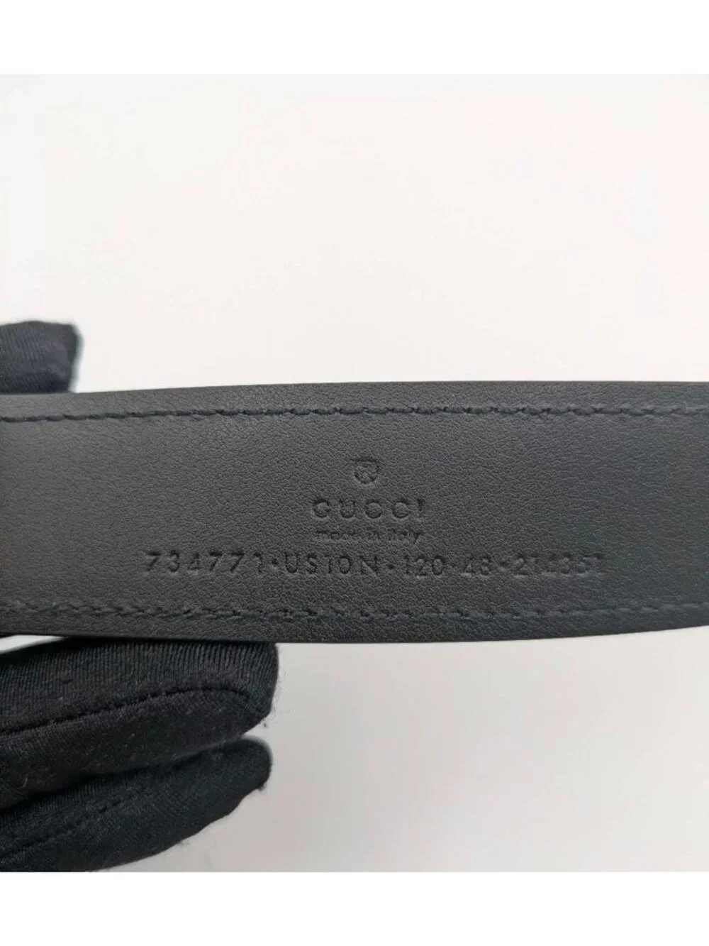 Gucci Men’s Interlocking G Ciny Calfskin W30mm Belt Black 120cm 734771